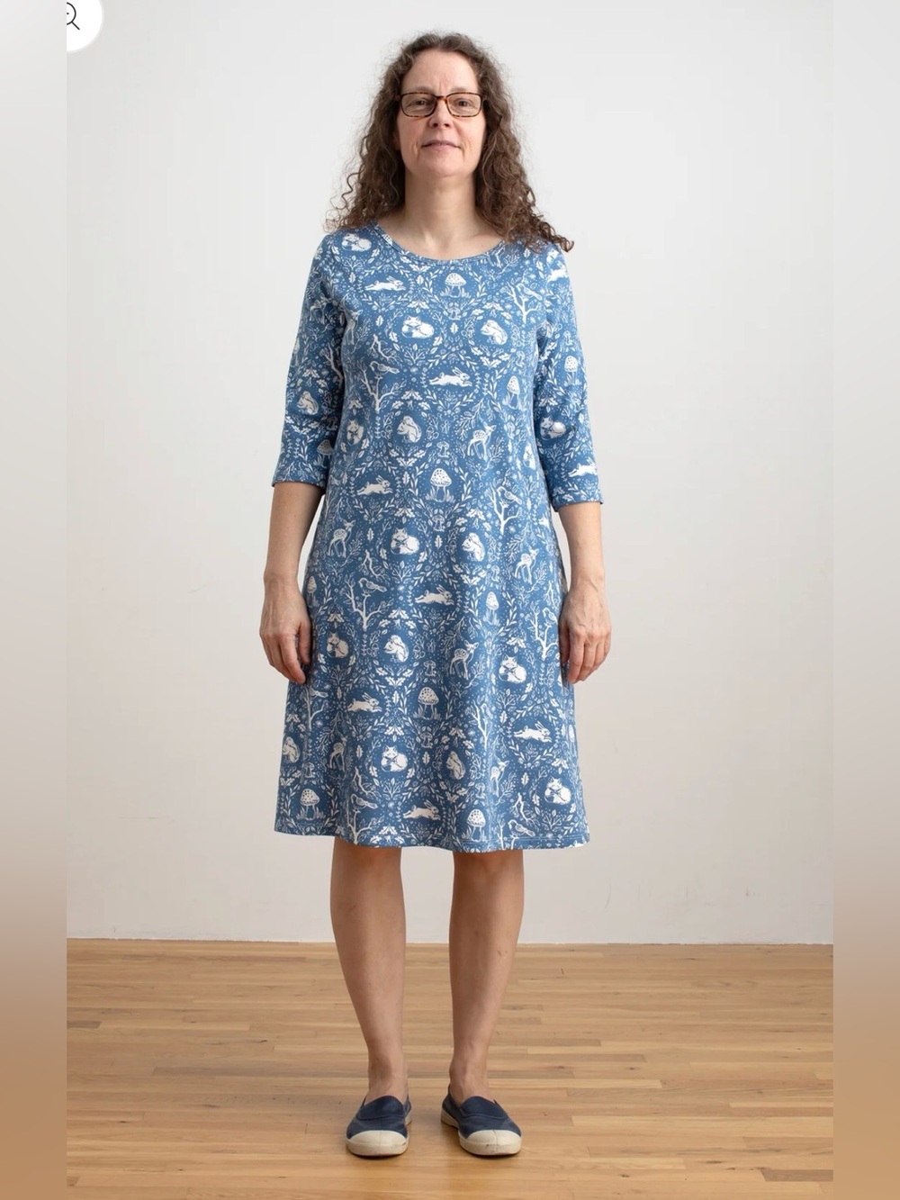 Helsinki Blue Tropical Bird Print Women's Dress - Picture 5 of 5